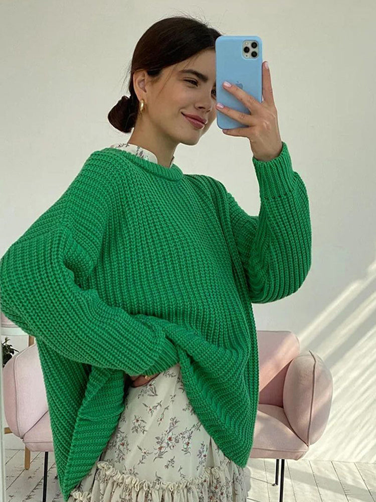 Oversized Chunky Knitted Sweater for Women - Amara-Blue-S-Nora Luxe
