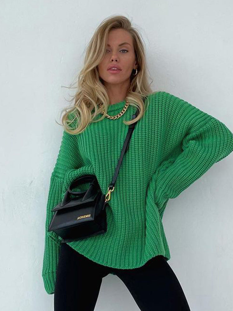 Oversized Chunky Knitted Sweater for Women - Amara-Blue-S-Nora Luxe