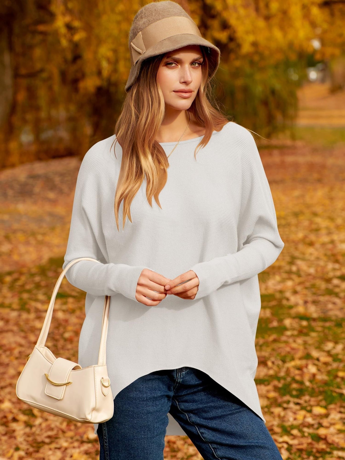 Oversized Ladies Sweater - Sophie-White-S-Nora Luxe