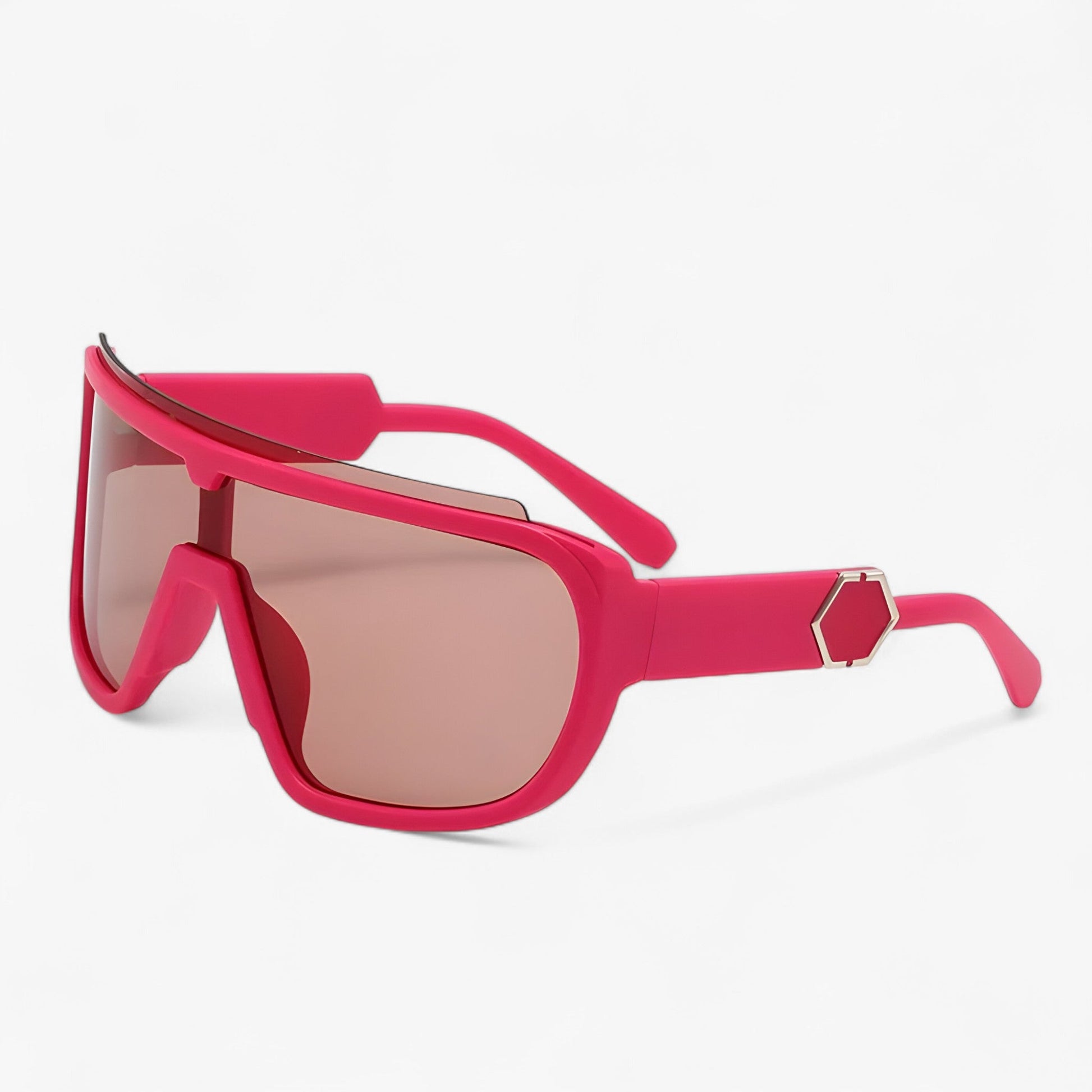 Oversized Monoblock Wraparound Sunglasses – Auron-Pink Grey-Nora Luxe