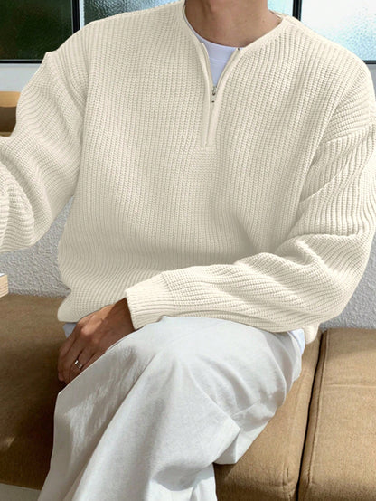 Oversized Zip-Up Jumper for Men - Havron-White-S-Nora Luxe