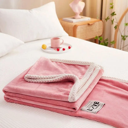 Pink Flannel Fleece Blanket - BlushCozy-Pink-27.56 × 39.37 in-Nora Luxe