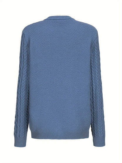 Plain Knitted Cardigan with Button Closure and Pockets - Olivia-Blue-S-Nora Luxe