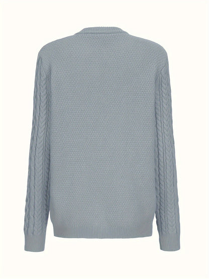 Plain Knitted Cardigan with Button Closure and Pockets - Olivia-Blue-S-Nora Luxe