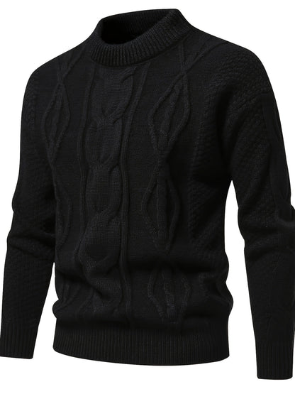 Plain Knitted Jumper for Men - Theo-Black-XS-Nora Luxe