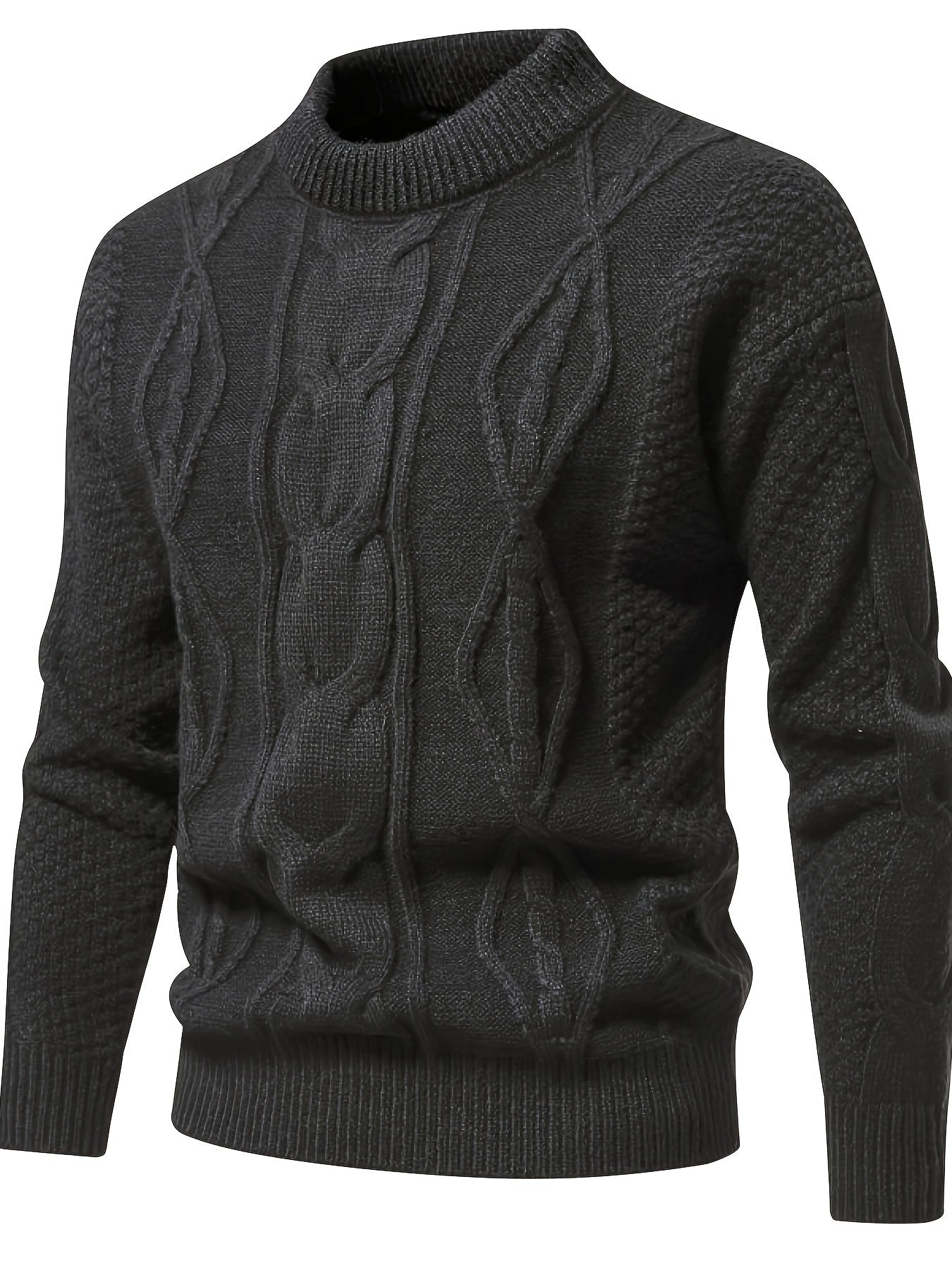 Plain Knitted Jumper for Men - Theo-Dark gray-XS-Nora Luxe