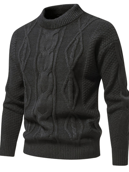 Plain Knitted Jumper for Men - Theo-Dark gray-XS-Nora Luxe