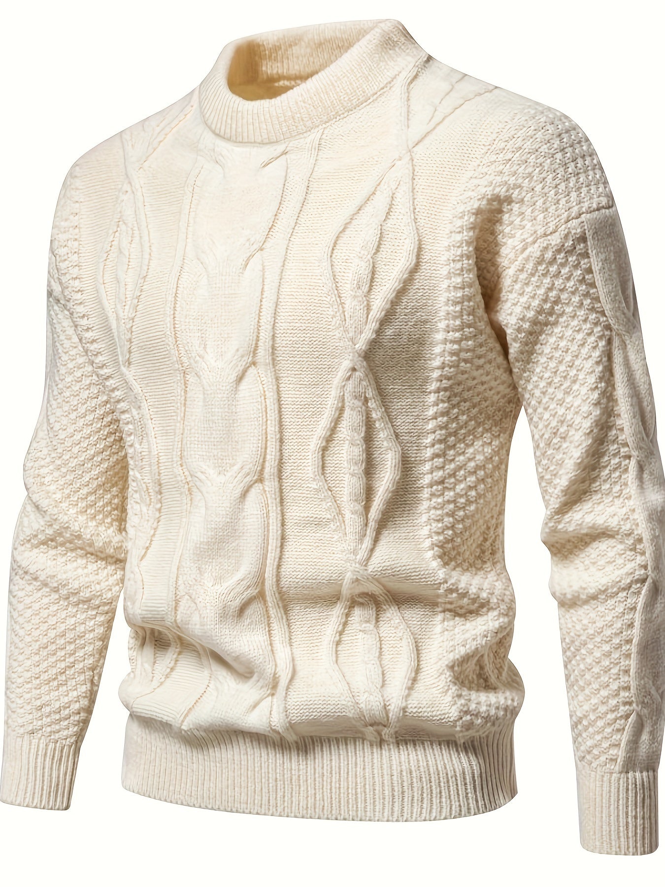 Plain Knitted Jumper for Men - Theo-White-XS-Nora Luxe
