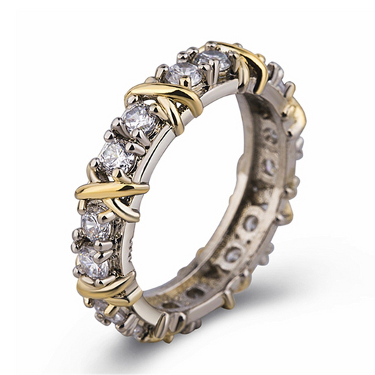 Platinum Love Cross Ring - Auryn-15-Nora Luxe