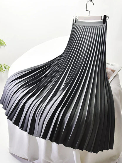 Pleated A-line skirt – Aurelia-Gray-S-Nora Luxe