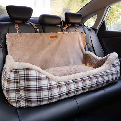 Plush Car Seat for Pets – RideSafe CozySeat-Khaki-Single-Nora Luxe