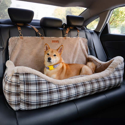 Plush Car Seat for Pets – RideSafe CozySeat-Khaki-Single-Nora Luxe