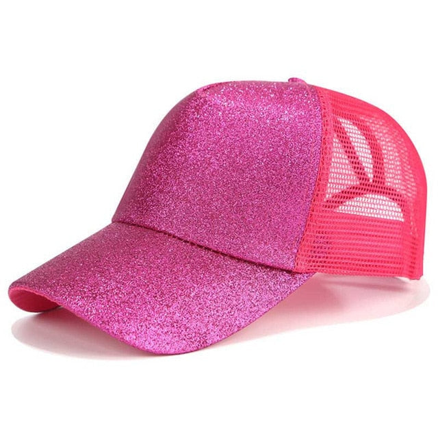 Ponytail Cap with Extra Opening – SkyShield-Pink glitter-Nora Luxe