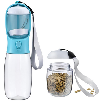 Portable Dog Water Bottle & Food Container-Blue-300 ml-Nora Luxe