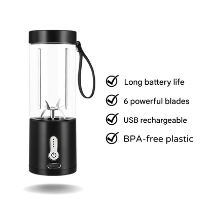 Portable Smoothie Maker with 6 Powerful Blades - BlendEase Pro-Black-Nora Luxe