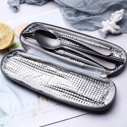 Portable Stainless Steel Cutlery Set - Travel Essential!-Black-Nora Luxe