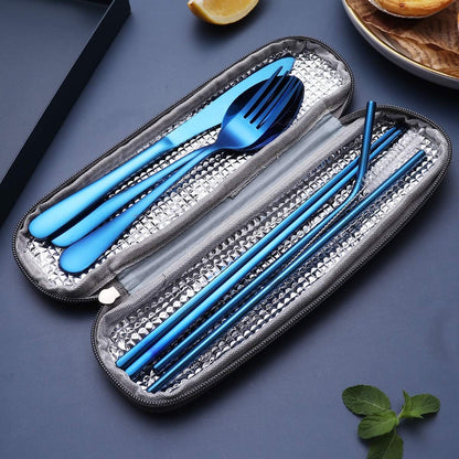 Portable Stainless Steel Cutlery Set - Travel Essential!-Black-Nora Luxe