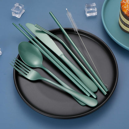 Portable Stainless Steel Cutlery Set - Travel Essential!-Black-Nora Luxe