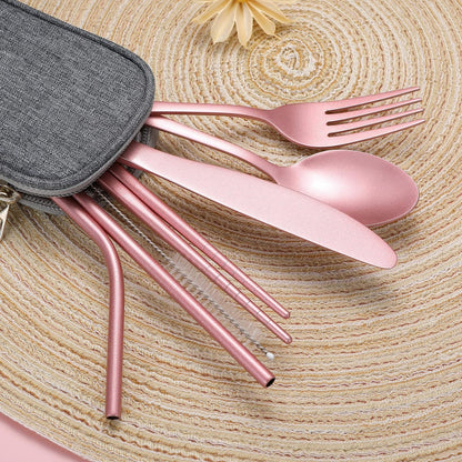 Portable Stainless Steel Cutlery Set - Travel Essential!-Black-Nora Luxe