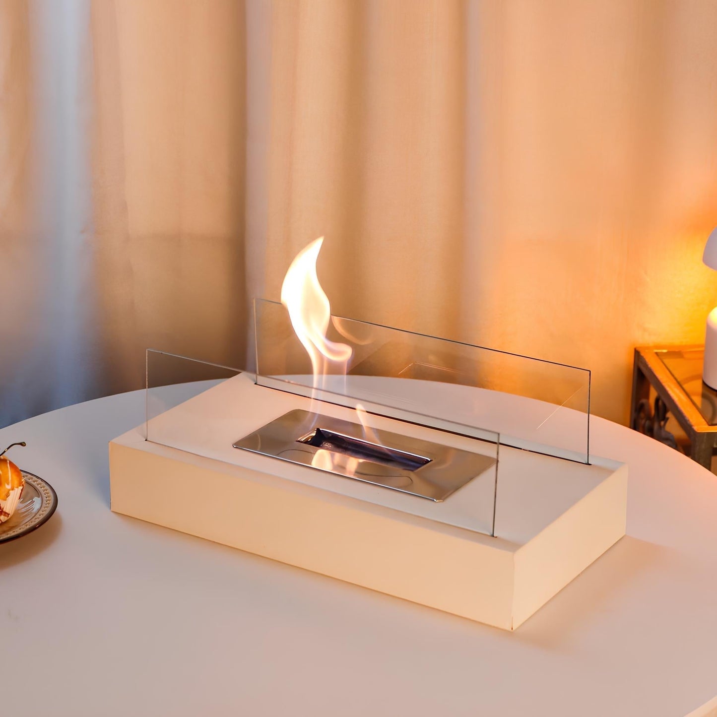 Portable Table Fireplace - LumaFlame-White-Nora Luxe