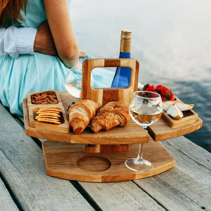 Portable Wooden Picnic Wine Table - WineNest-Nora Luxe