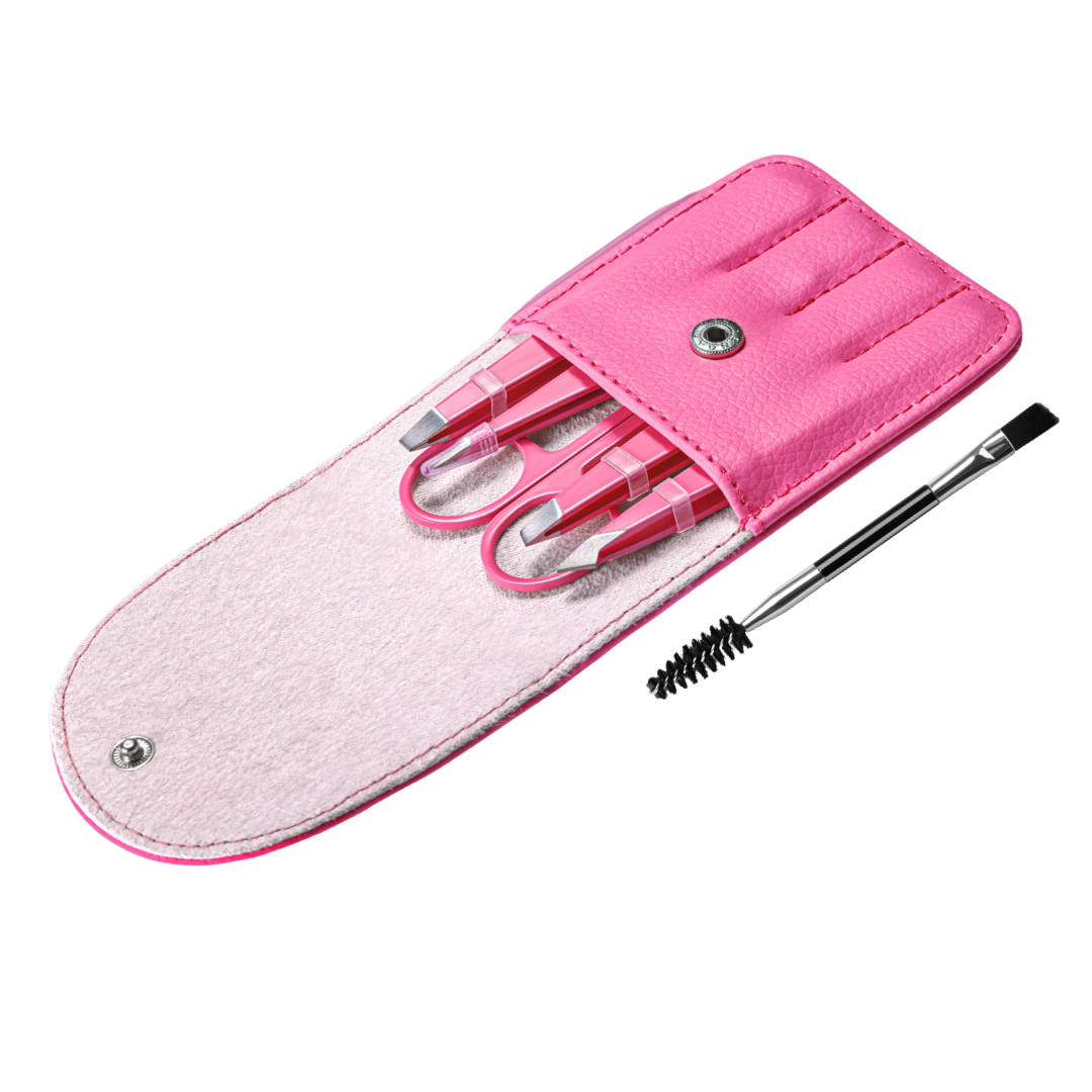 Precision Tweezer Set - 6-piece for Eyebrows with Travel Case-Multicolored-Nora Luxe