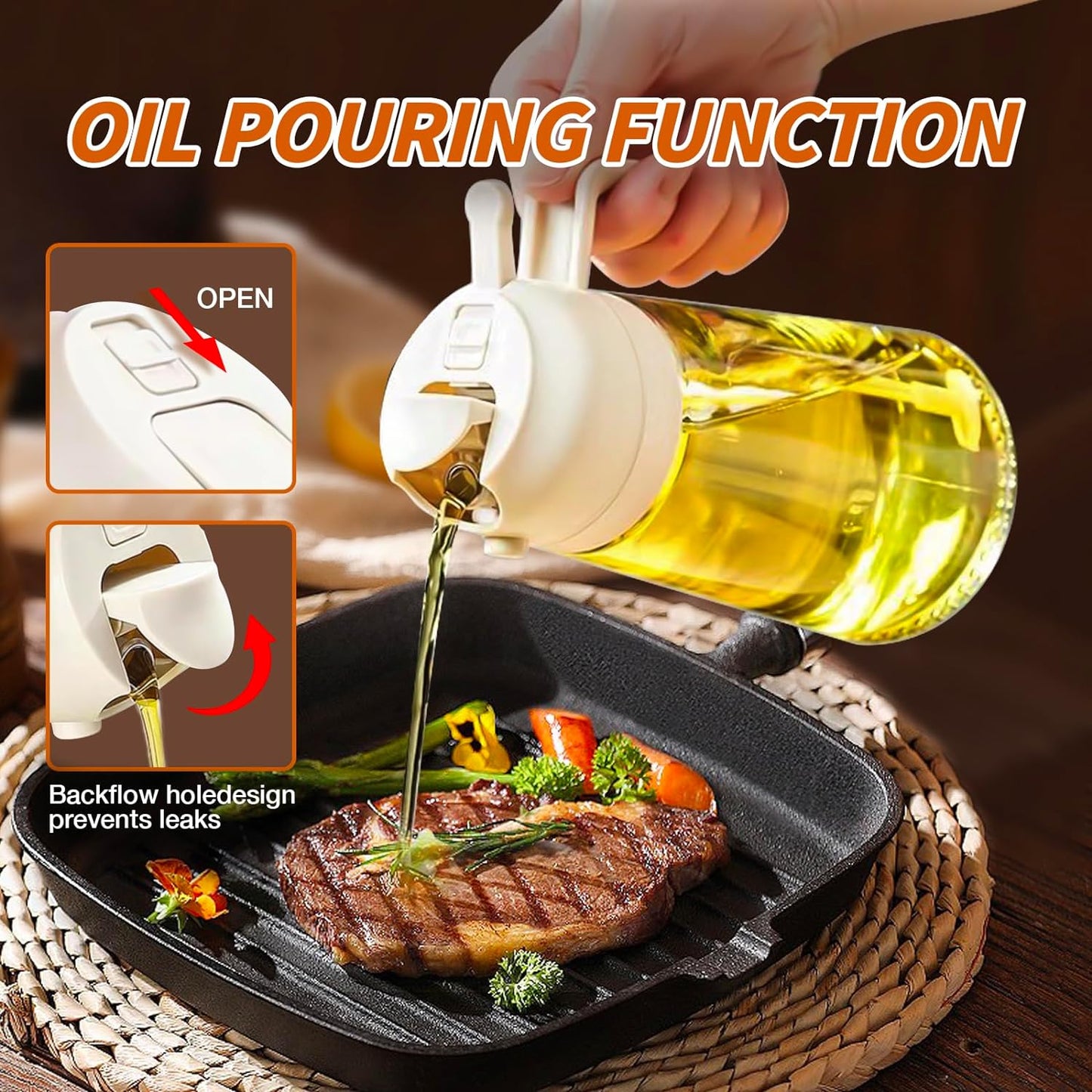 Premium 2-in-1 Olive Oil Spray - DualSpray-White-Nora Luxe