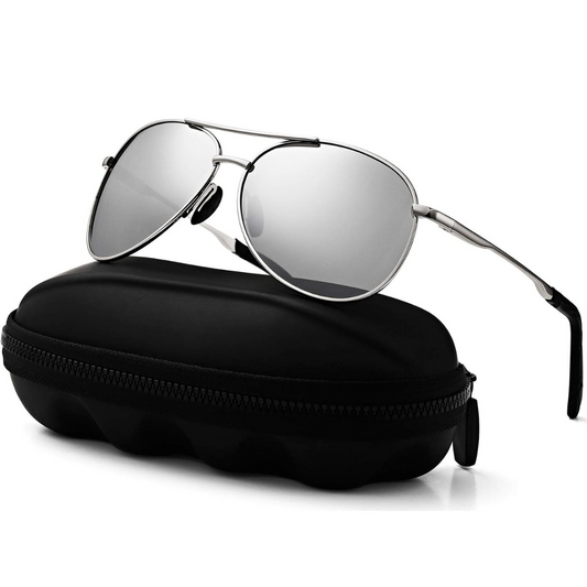 Premium Polarized Aviator Sunglasses - Joey-Silver frame - Silver lens-Nora Luxe