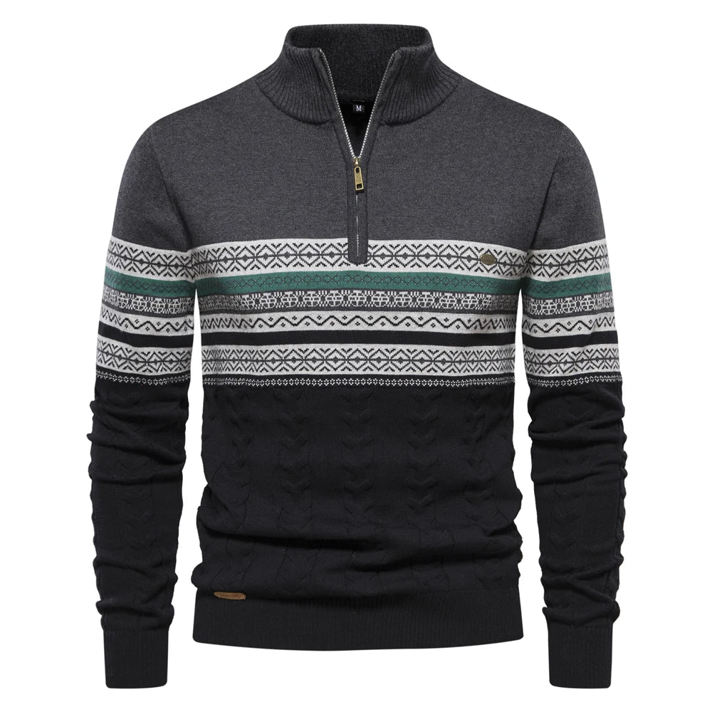 Premium Retro Pattern Sweater - Leo-Dark Gray-S-Nora Luxe