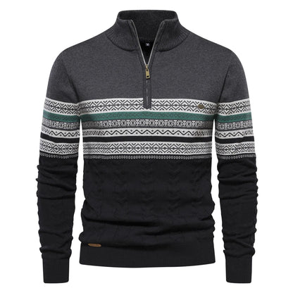 Premium Retro Pattern Sweater - Leo-Dark Gray-S-Nora Luxe