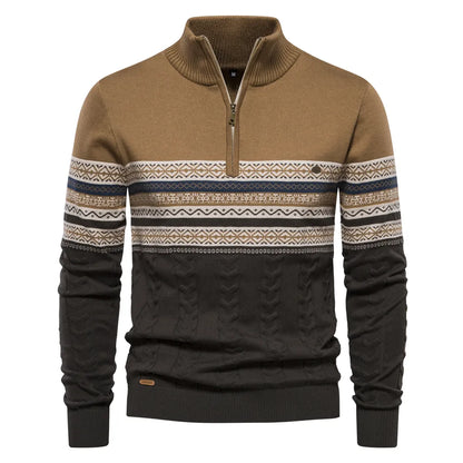 Premium Retro Pattern Sweater - Leo-Khaki-S-Nora Luxe