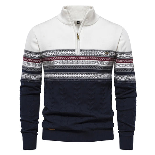 Premium Retro Pattern Sweater - Leo-White-S-Nora Luxe