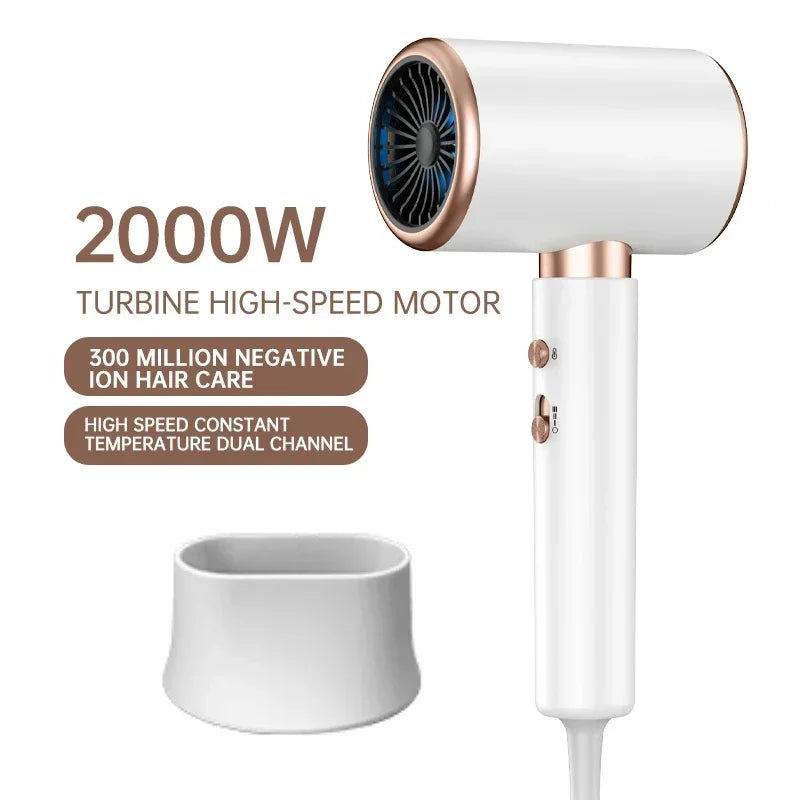 PROFESSIONAL HAIRDRYER 2400W WITH COLD AND HOT AIR - NEGATIVE IONS - POWERFUL HAIR DRYER FOR SALON RESULTS-Black-Nora Luxe