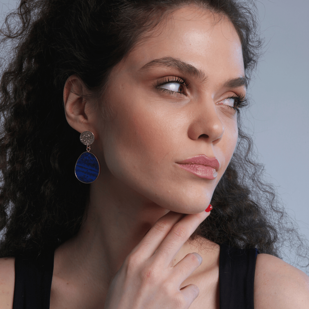 Protective Earrings - Celestial Lapis-Lapis Lazuli-Nora Luxe