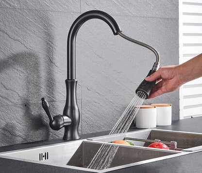 Pull-Out Kitchen Tap - FlexFlow-Brushed Steel-Nora Luxe
