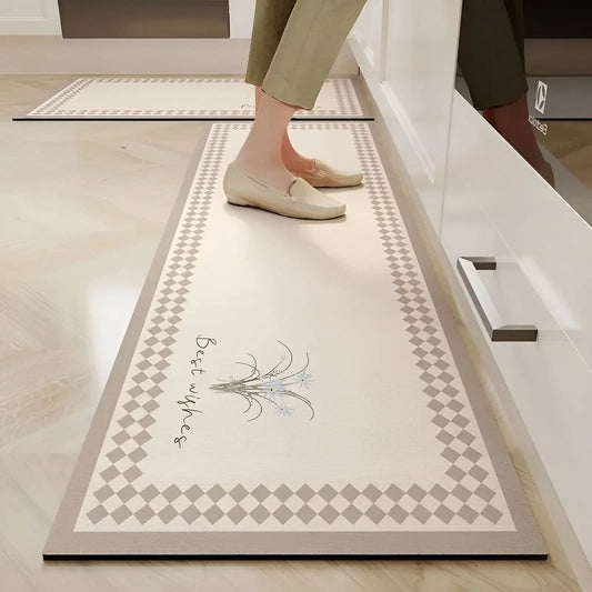 Quick-Drying Super Absorbent Non-Slip Kitchen Mat - SplashEase-Blocked-15.75 in x 23.62 in-Nora Luxe