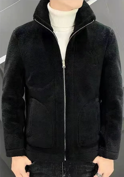 Quilted fleece jacket with a stand-up collar - Arden-Black-M-Nora Luxe