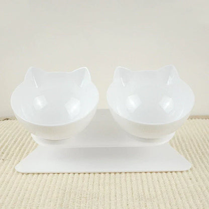 Raised Cat Bowl - ErgoBowl-White-Nora Luxe