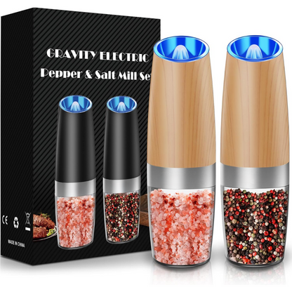 Rechargeable Electric Pepper and Salt Mill Set - GrindMaster Duo-Black-Nora Luxe