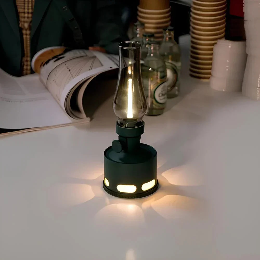Rechargeable Vintage LED Lantern - LumaLantern-Green-Nora Luxe