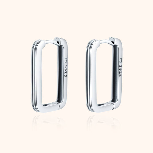 Rectangular Clip-On Earrings - Isabelle-Silver-Nora Luxe