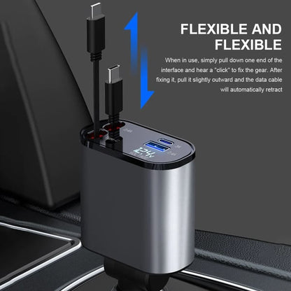 Retractable Car Fast Charger – VoltEdge-USB-C + iPhone-Nora Luxe