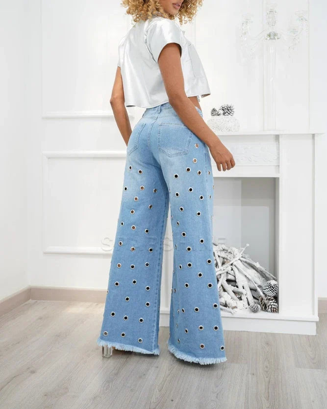 Retro Comfort High-Rise Flared Jeans - Leona-S-Nora Luxe