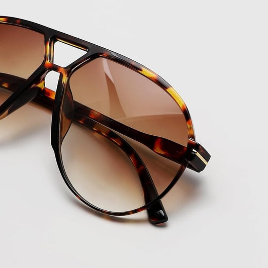 Retro Oversized Aviator Sunglasses - Amara-Black Clear-Nora Luxe