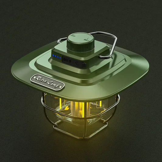 Retro Rechargeable LED Camping Lantern - NostalgiaGlow-Green-Nora Luxe