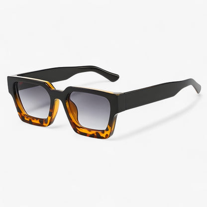 Retro sunglasses for men with square design – Calven-Black Leopard Grey-Nora Luxe