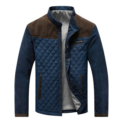 Retro windbreaker with stand-up collar for men - Orlando-Blue Brown-S-Nora Luxe