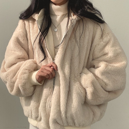 Reversible Ladies' Winter Coat with Hood - Isla-Blue-S-Nora Luxe