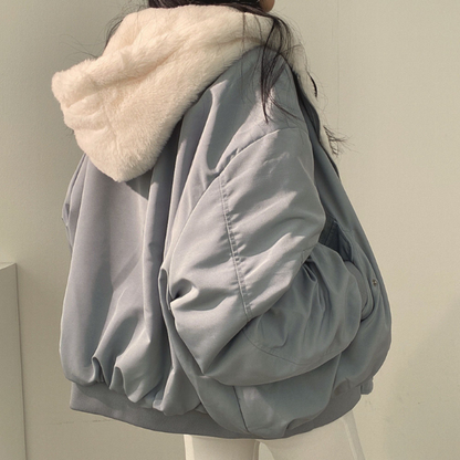 Reversible Ladies' Winter Coat with Hood - Isla-Blue-S-Nora Luxe