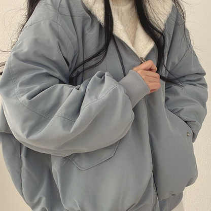 Reversible Ladies' Winter Coat with Hood - Isla-Blue-S-Nora Luxe